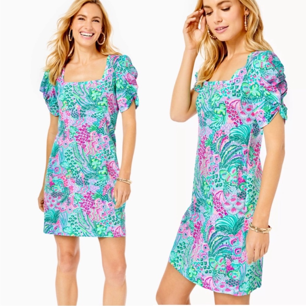 Lilly Pulitzer haydn short‎ sleeve dress in banana split multi color